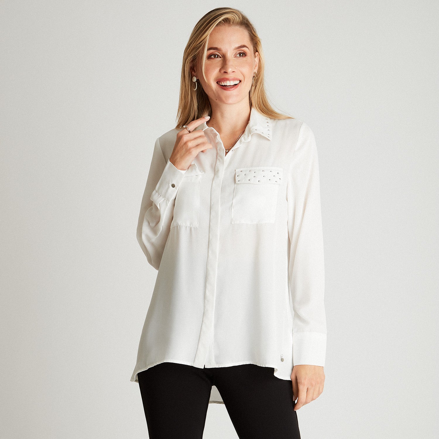 Blusa Blanca Cuello Camisero