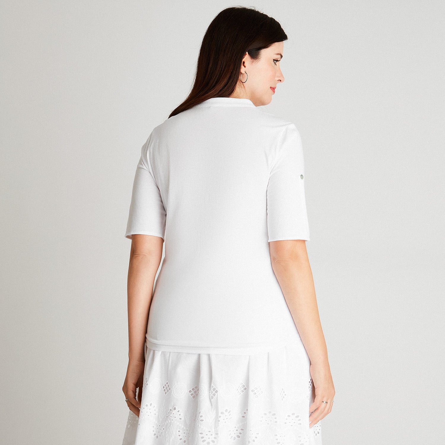 Blusa Blanca Cuello Mao