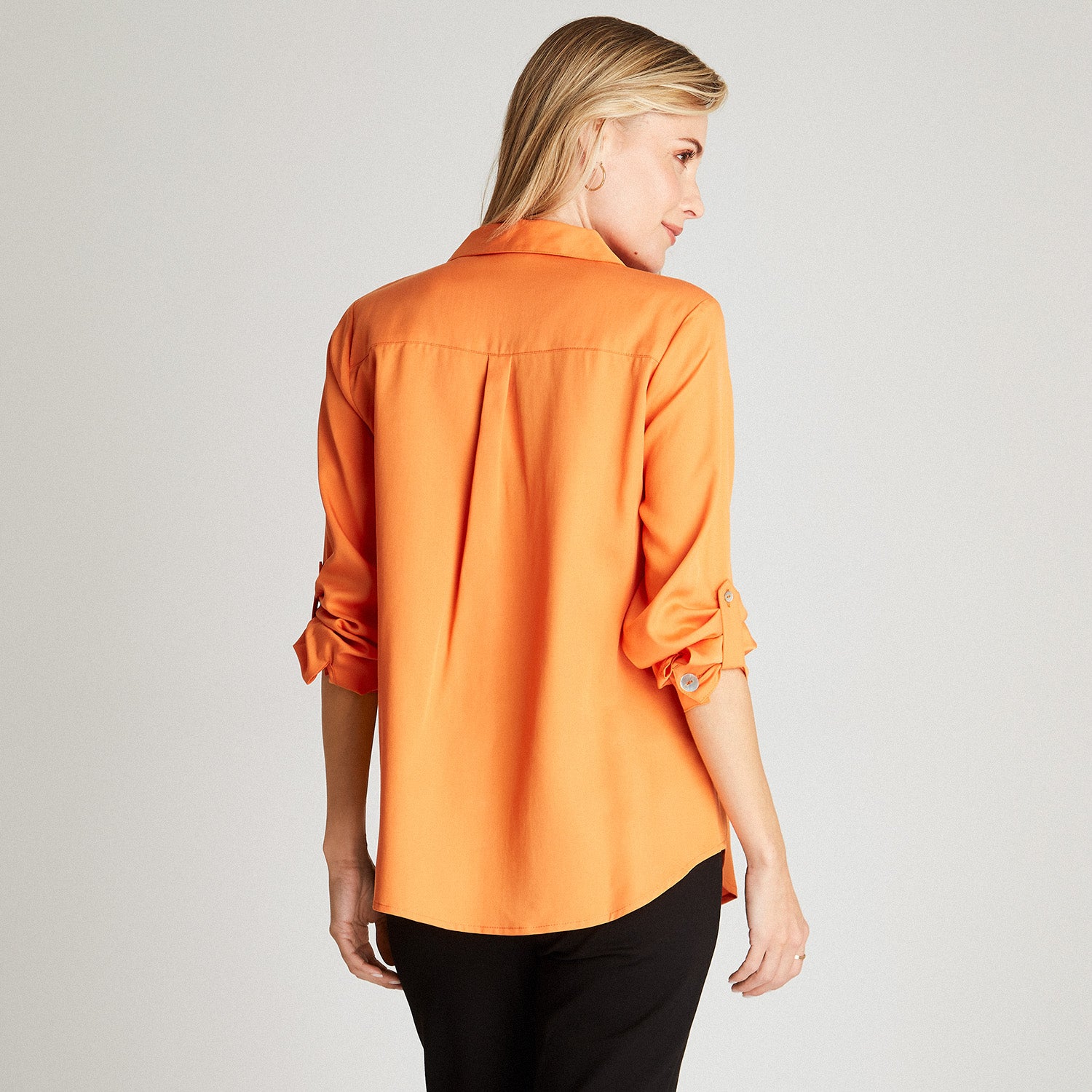 Blusa Naranja Cuello Camisero