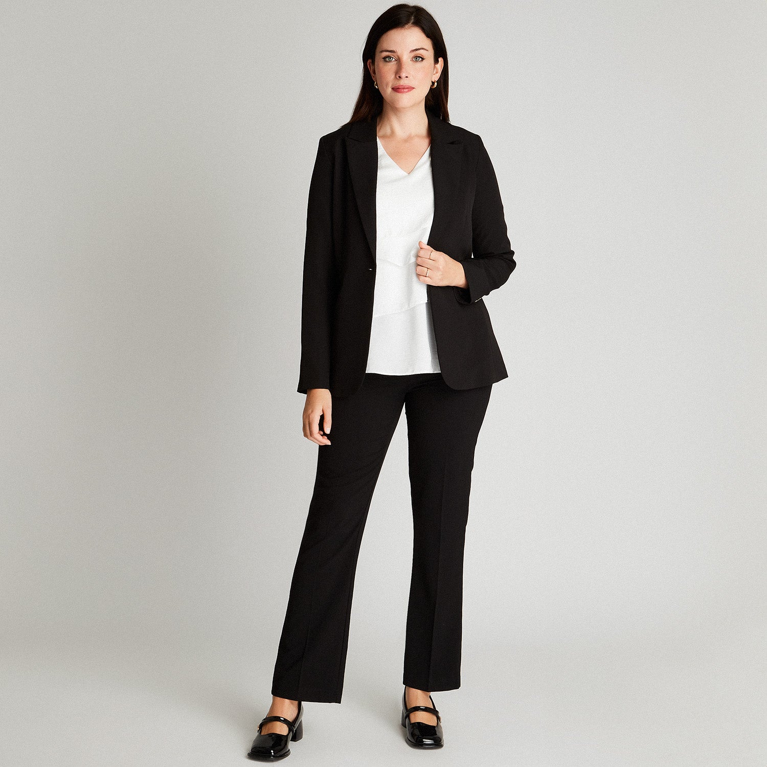 Blazer Negro Manga Larga Liso