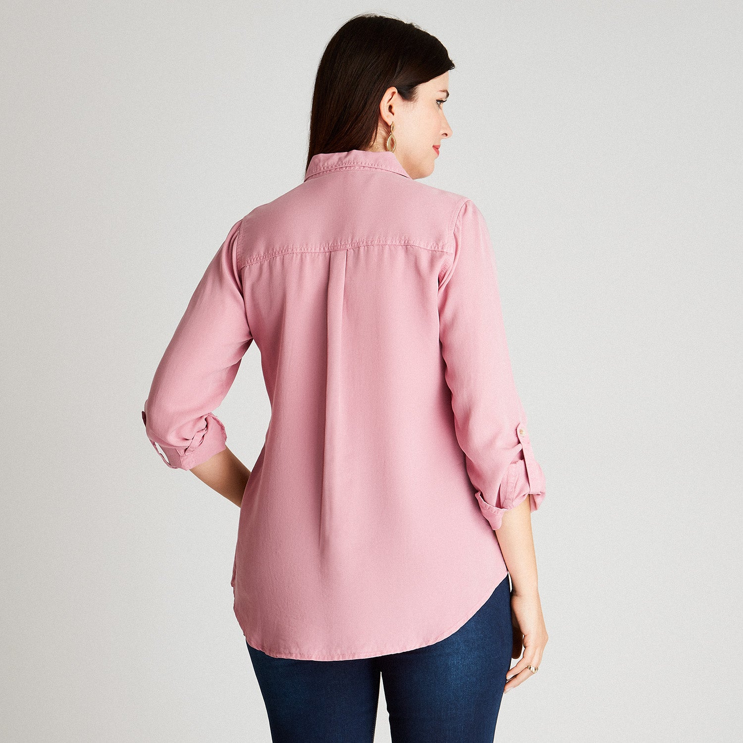 Blusa Rosa Cuello Camisero