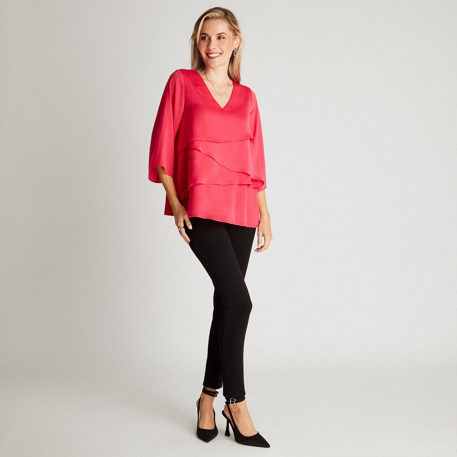 Blusa Fucsia Manga 3,4