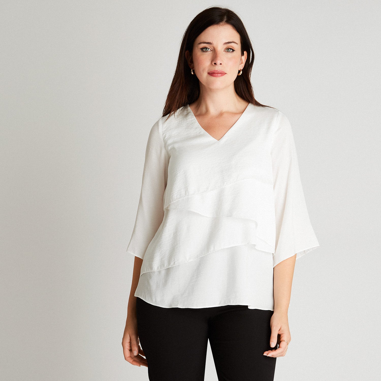 Blusa Blanca Manga 3,4