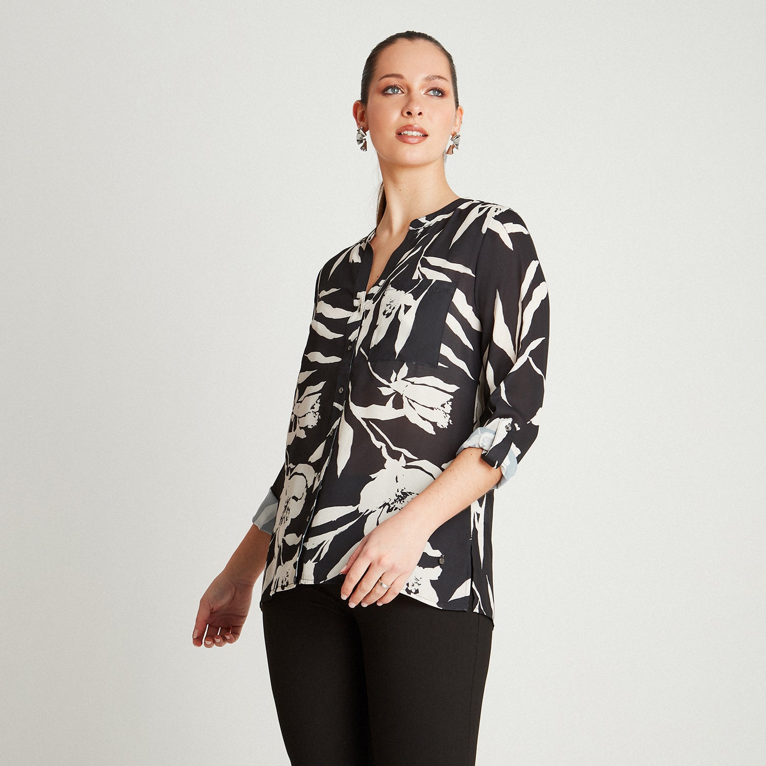 Blusa Negro Tipo Blusón Abotonado - Lorenzo di Pontti