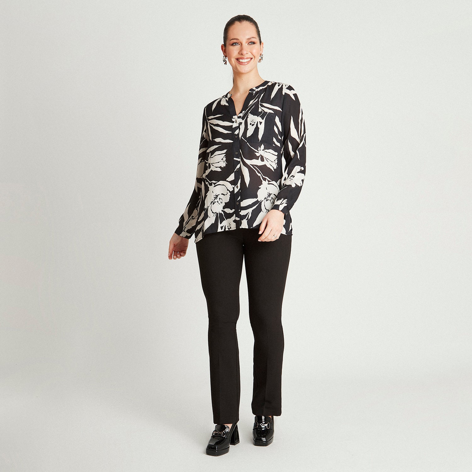 Blusa Negro Tipo Blusón Abotonado - Lorenzo di Pontti