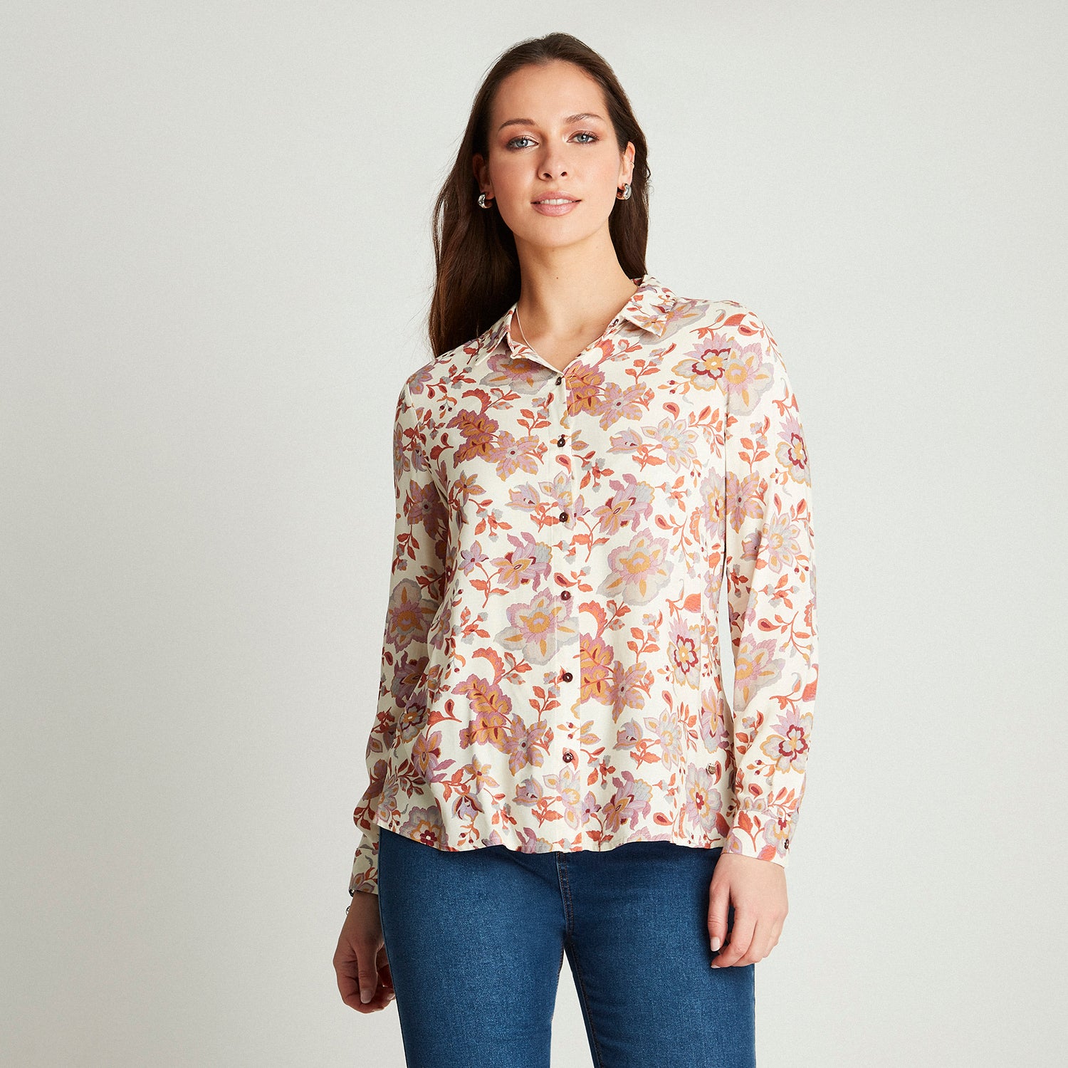 Blusa Lila Manga Larga Estampada