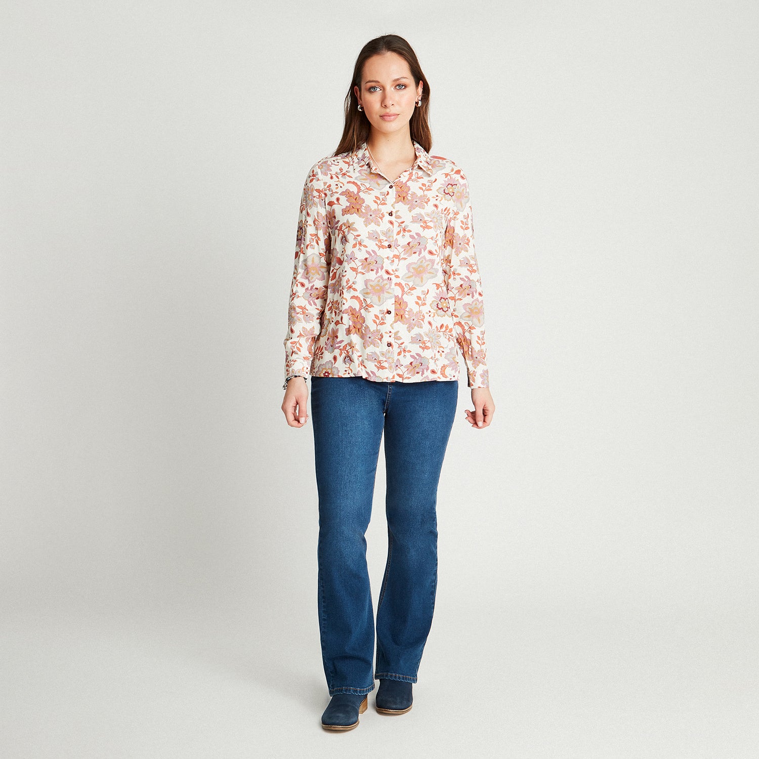 Blusa Lila Manga Larga Estampada