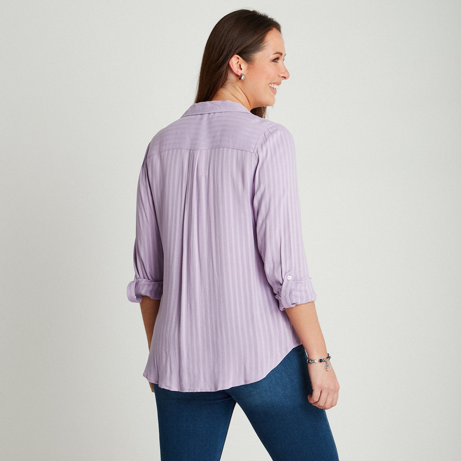 Blusa Lila Manga Larga Cuello Camisero