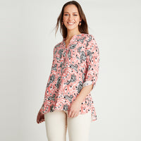 Blusa Crudo Manga Larga Estampado Cuello Mao