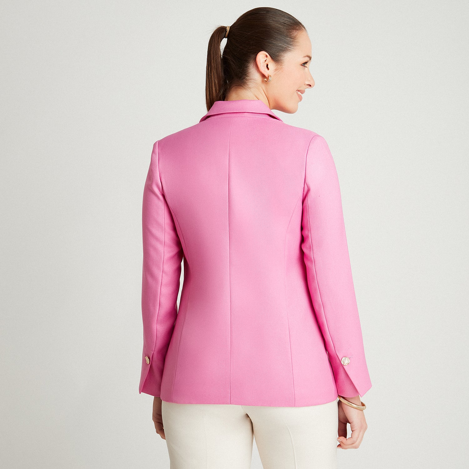 Blazer Rosado Manga Larga Cuello Solapa