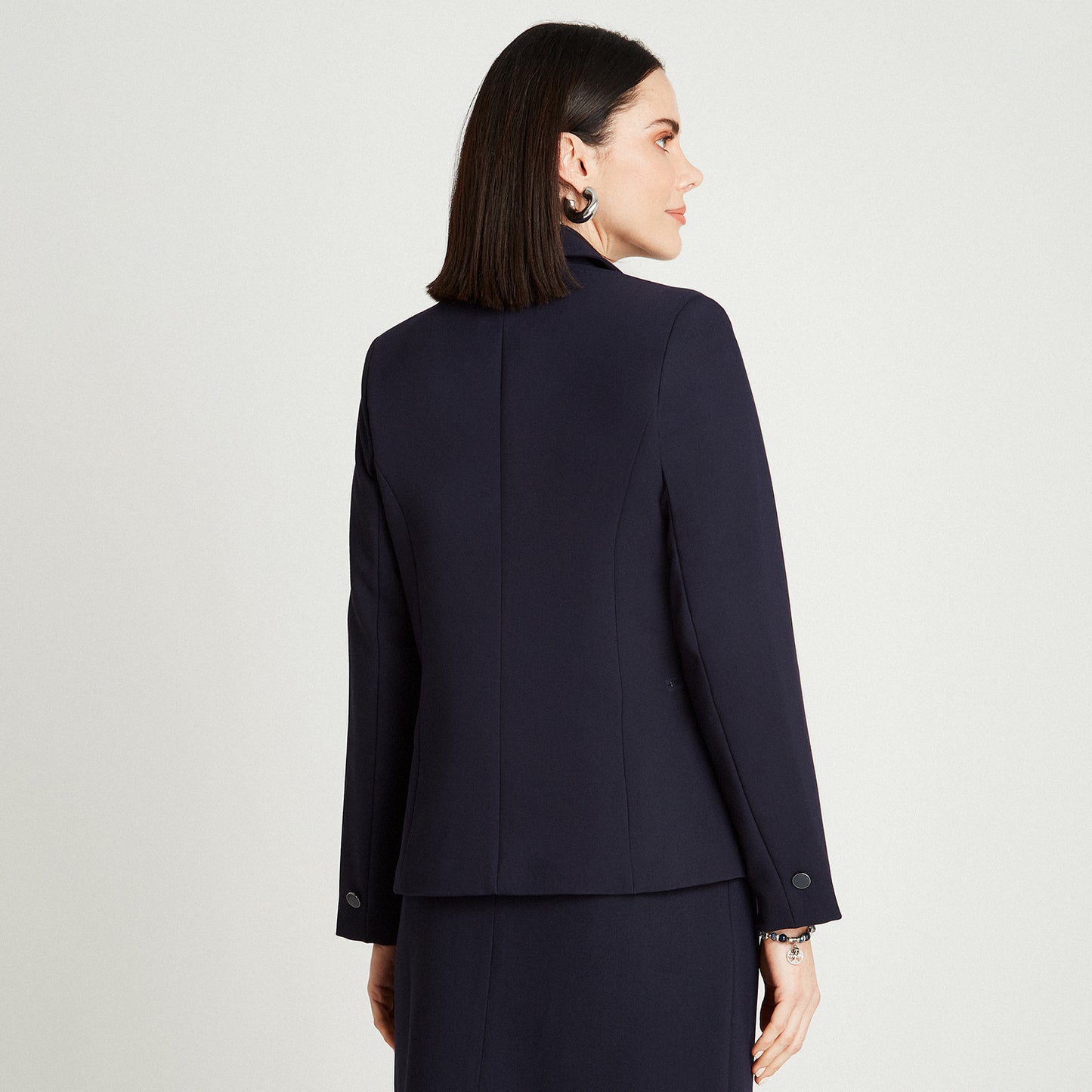 Blazer Azul Manga Larga con Estilo Sofisticado