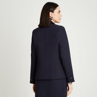 Blazer Azul Manga Larga con Estilo Sofisticado