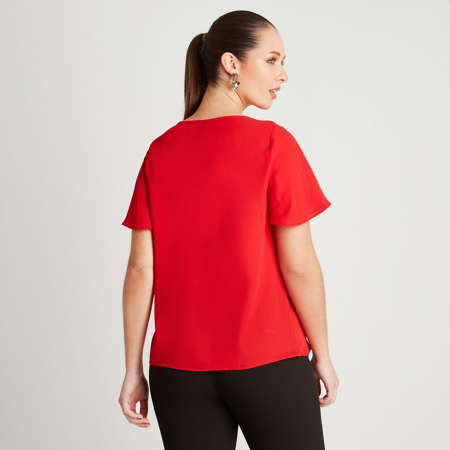 Blusa Rojo Manga Corta Cuello V