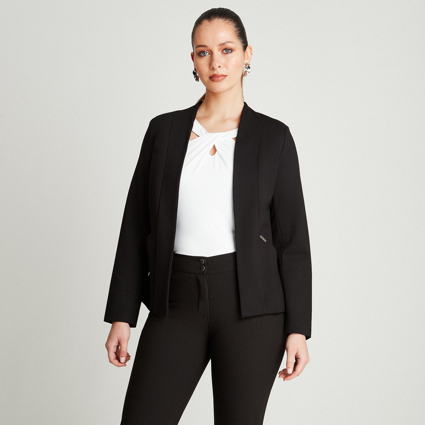 Blazer Negro Manga Larga Cuello - Lorenzo di Pontti