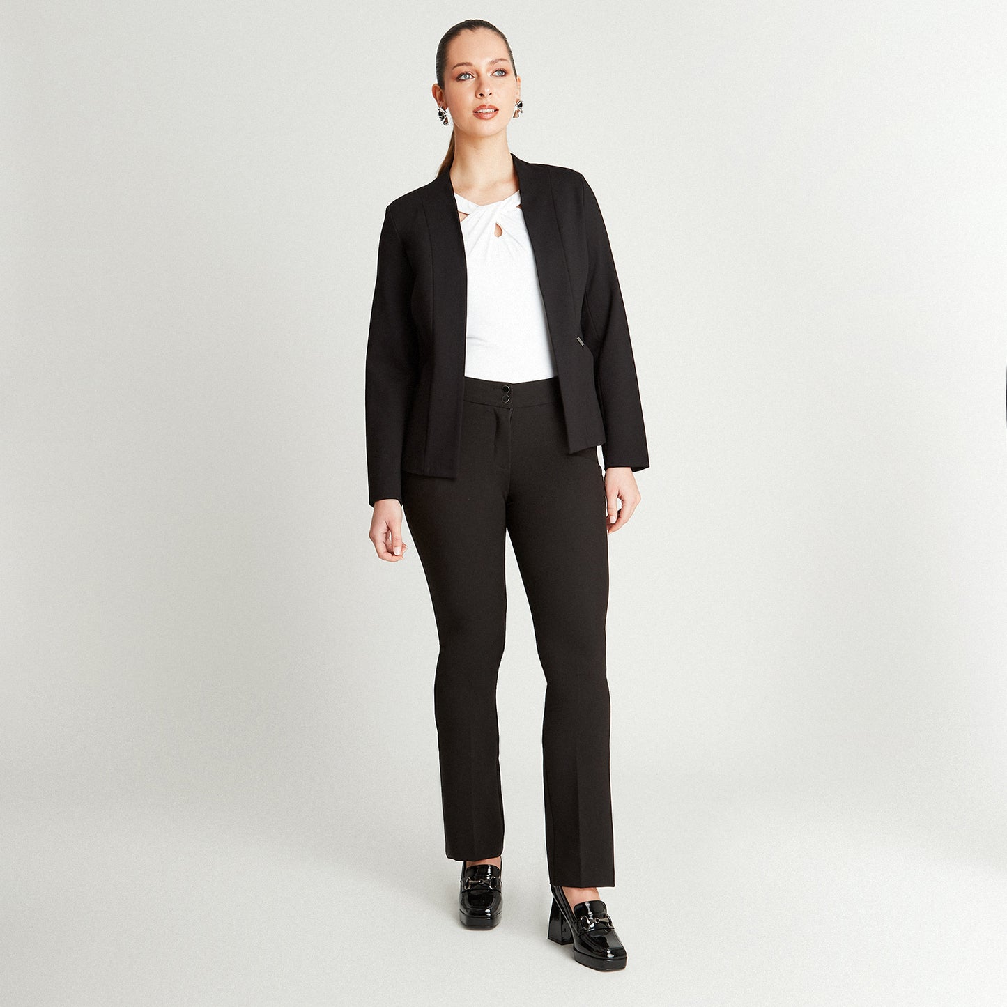 Blazer Negro Manga Larga Cuello - Lorenzo di Pontti