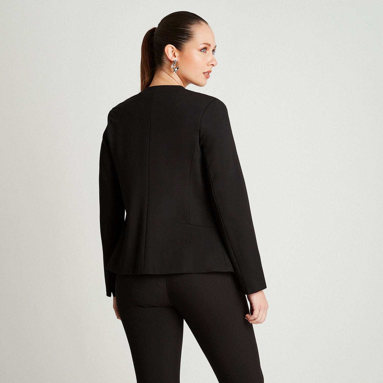Blazer Negro Manga Larga Cuello - Lorenzo di Pontti