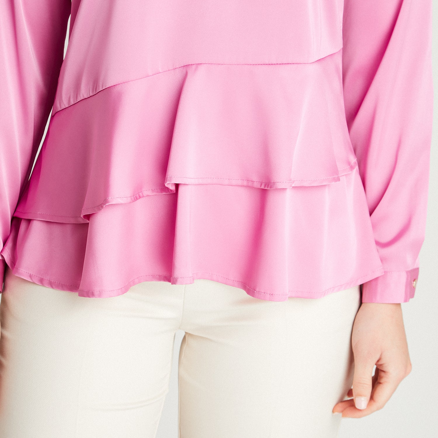 Blusa Rosado Manga Larga Cuello V