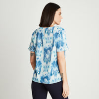 Blusa Celeste Manga Corta Cuello - Lorenzo di Pontti