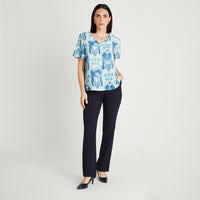Blusa Celeste Manga Corta Cuello - Lorenzo di Pontti