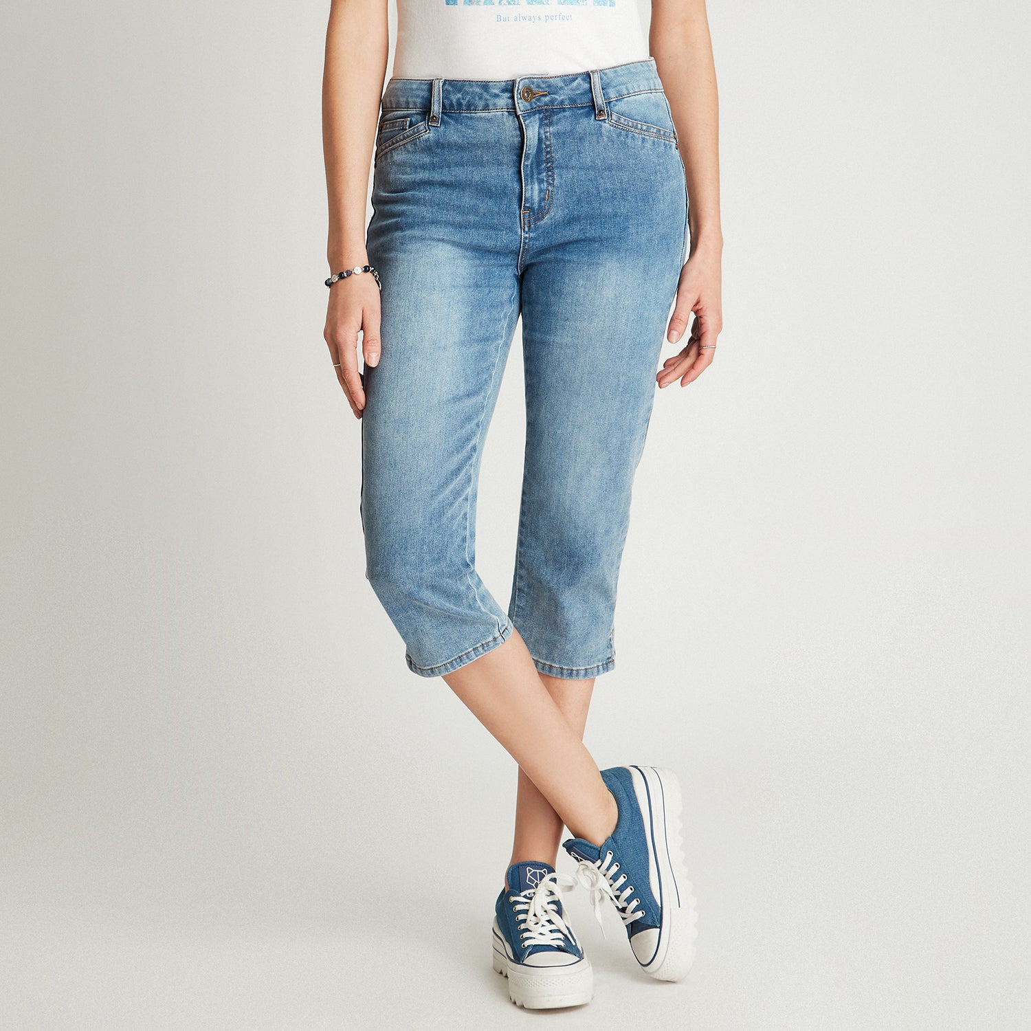 Jeans Crop Push Up Azul Medio