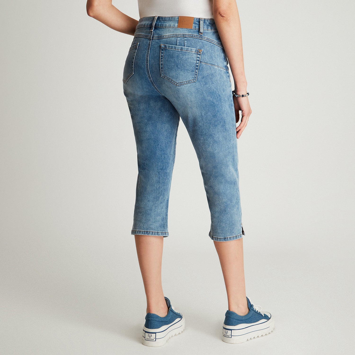 Jeans Crop Push Up Azul Medio