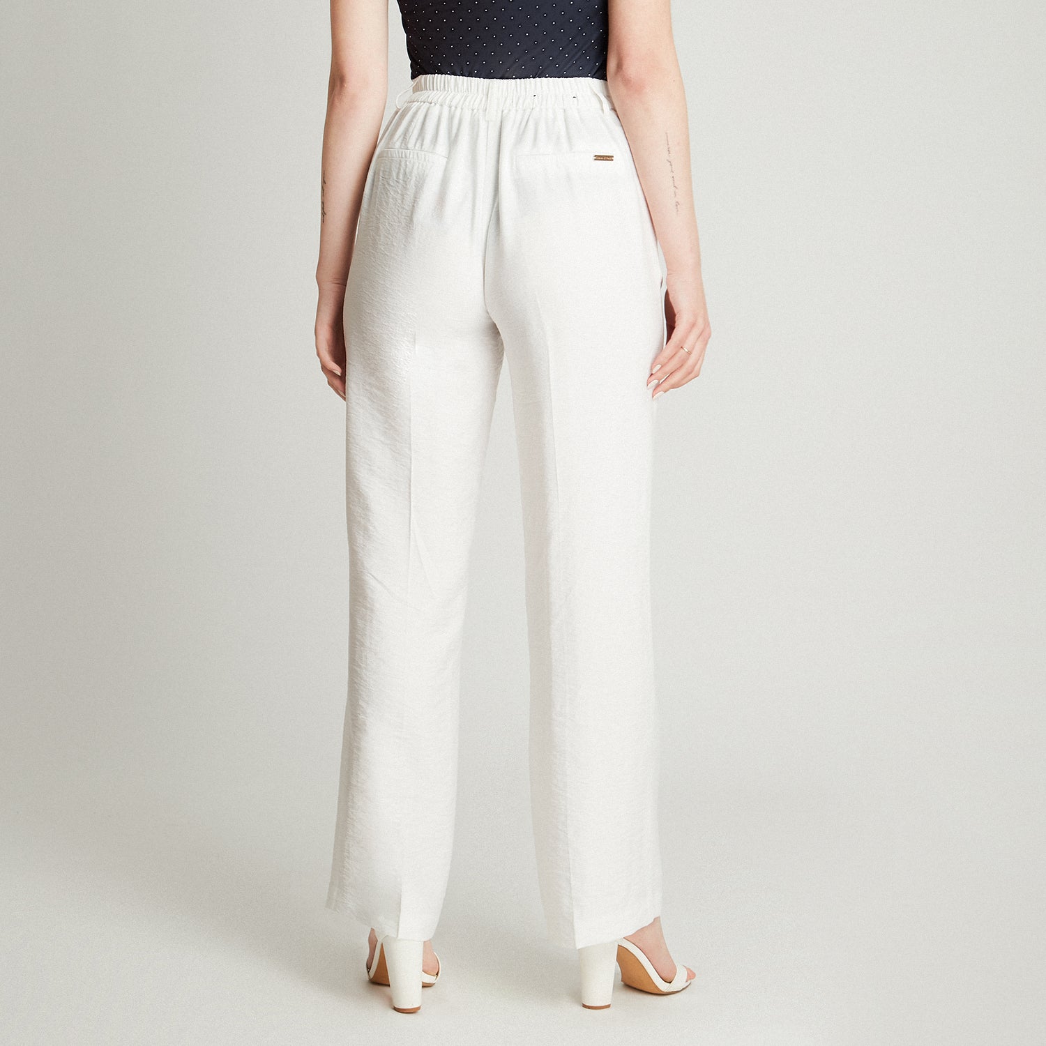 Pantalón Crudo Cintura Elástica Bolsillos