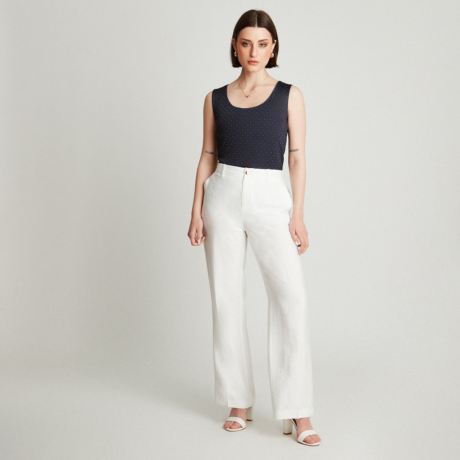 Pantalón Crudo Cintura Elástica Bolsillos