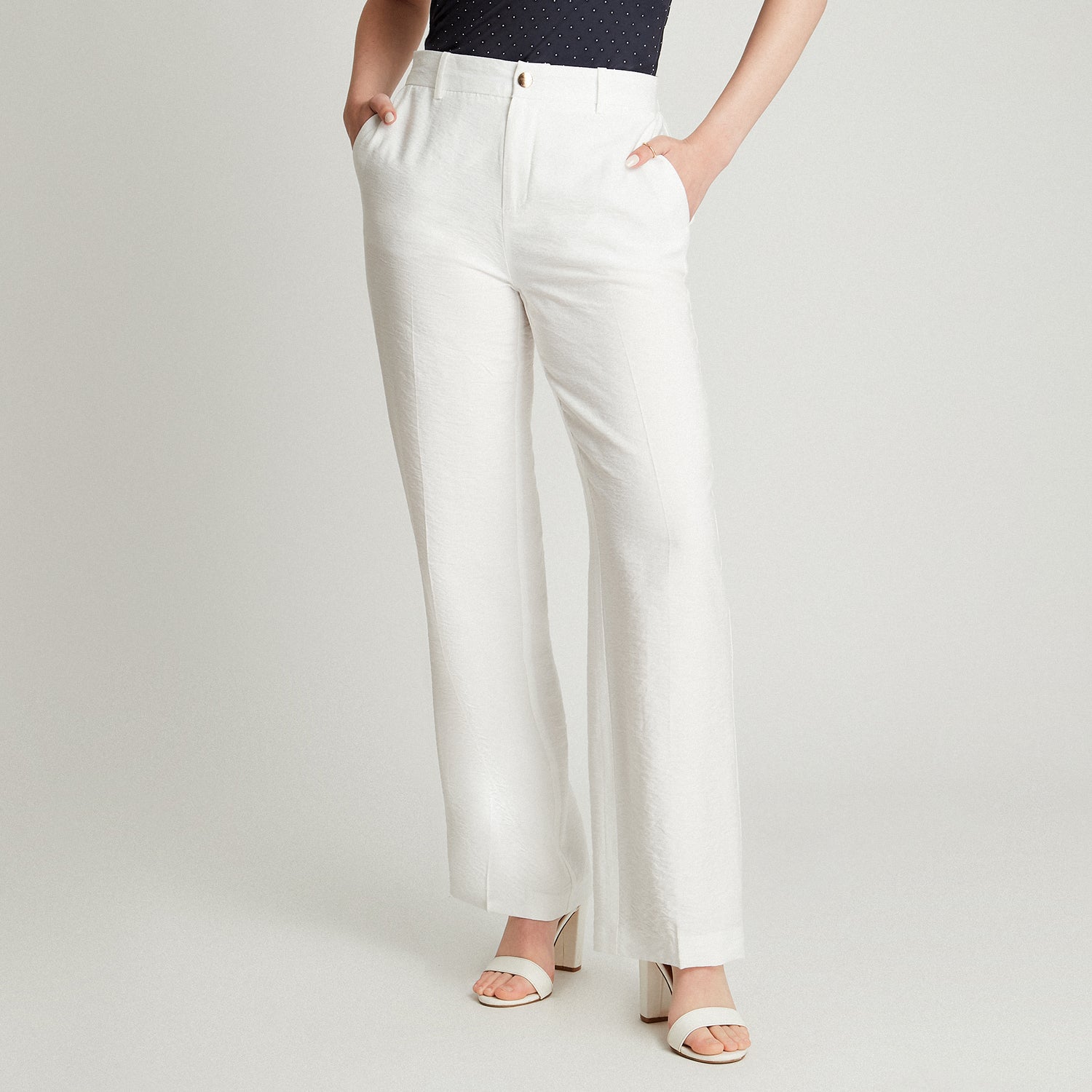 Pantalón Crudo Cintura Elástica Bolsillos