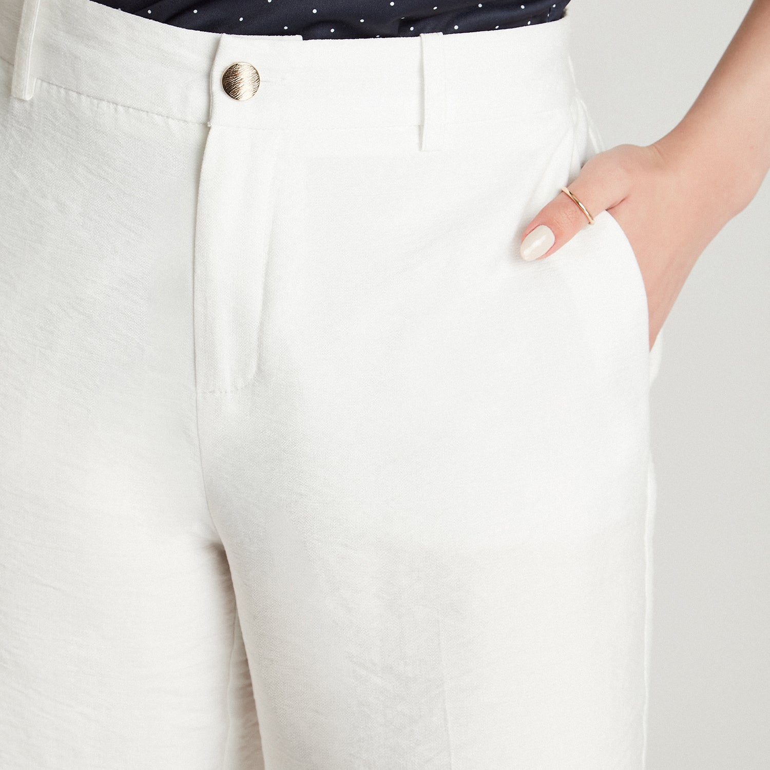 Pantalón Crudo Cintura Elástica Bolsillos