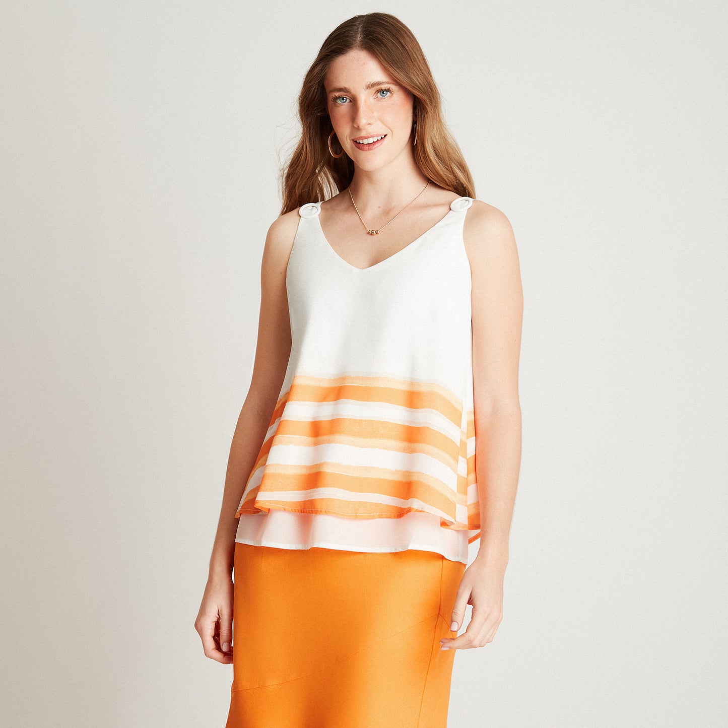Blusa Blanco Sin Manga Estampado - Lorenzo di Pontti