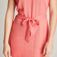 Vestido Midi Coral Manga Kimono Cuello V