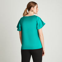 Blusa Verde Manga Corta Cuello V