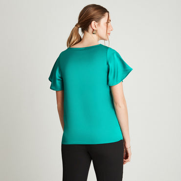 Blusa Verde Manga Corta Cuello V