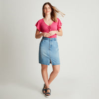 Falda Celeste Denim Midi Push - Lorenzo di Pontti