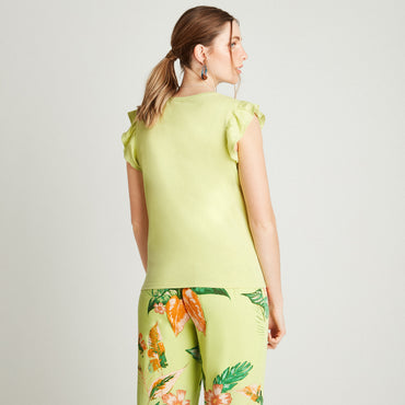 Polera Pistacho Sin Manga Cuello Redondo