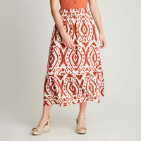 Falda Terracota Largas Estampado Acampanada