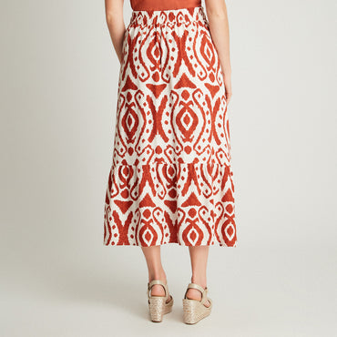Falda Terracota Largas Estampado Acampanada