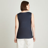 Polera Sin Mangas Azul Estampado Lunares