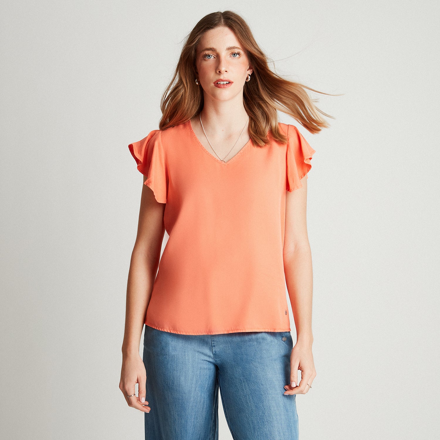 Blusa Naranja Naranjo Manga Corta - Lorenzo di Pontti