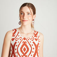 Vestido Midi Terracota Sin Manga Estampado Cuello Redondo