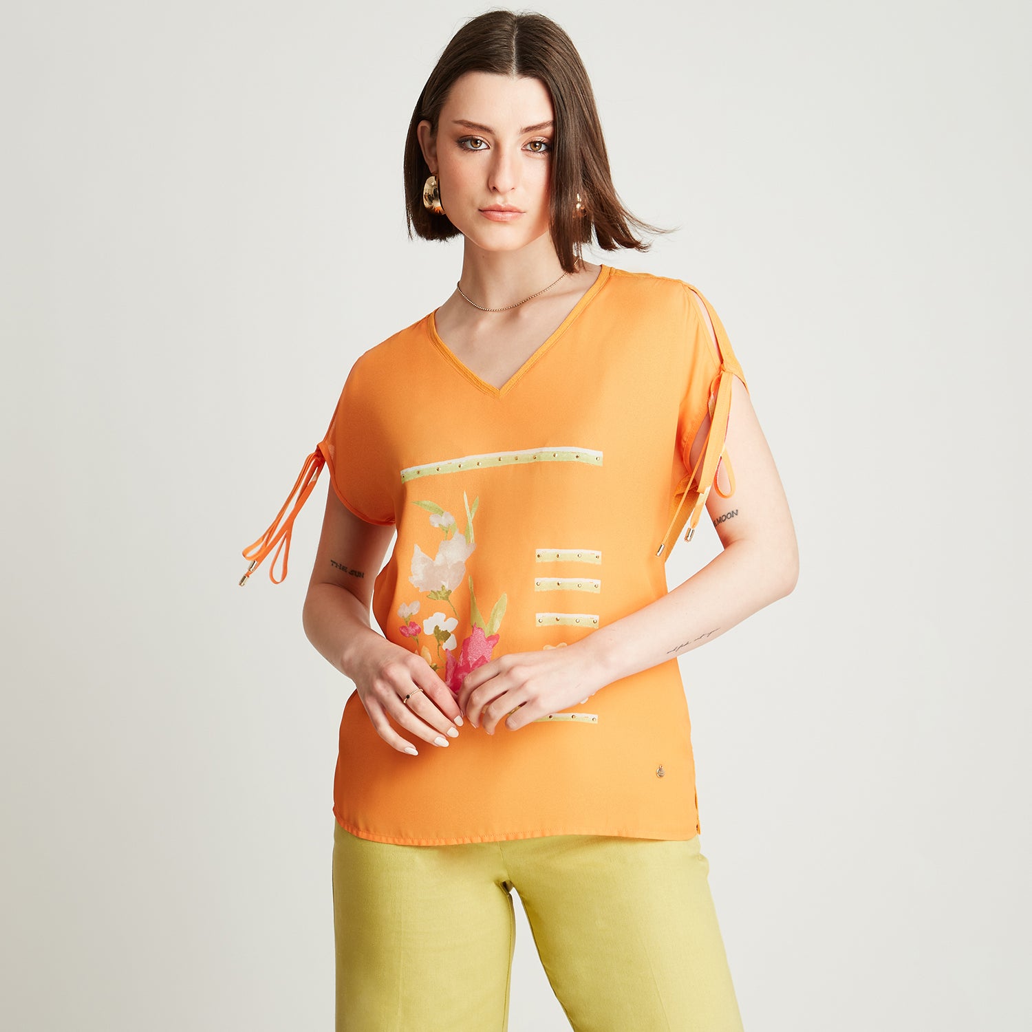 Polera Naranja Naranjo Amarre Manga - Lorenzo di Pontti