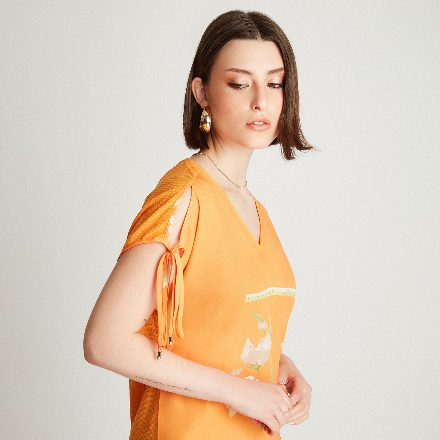 Polera Naranja Naranjo Amarre Manga - Lorenzo di Pontti