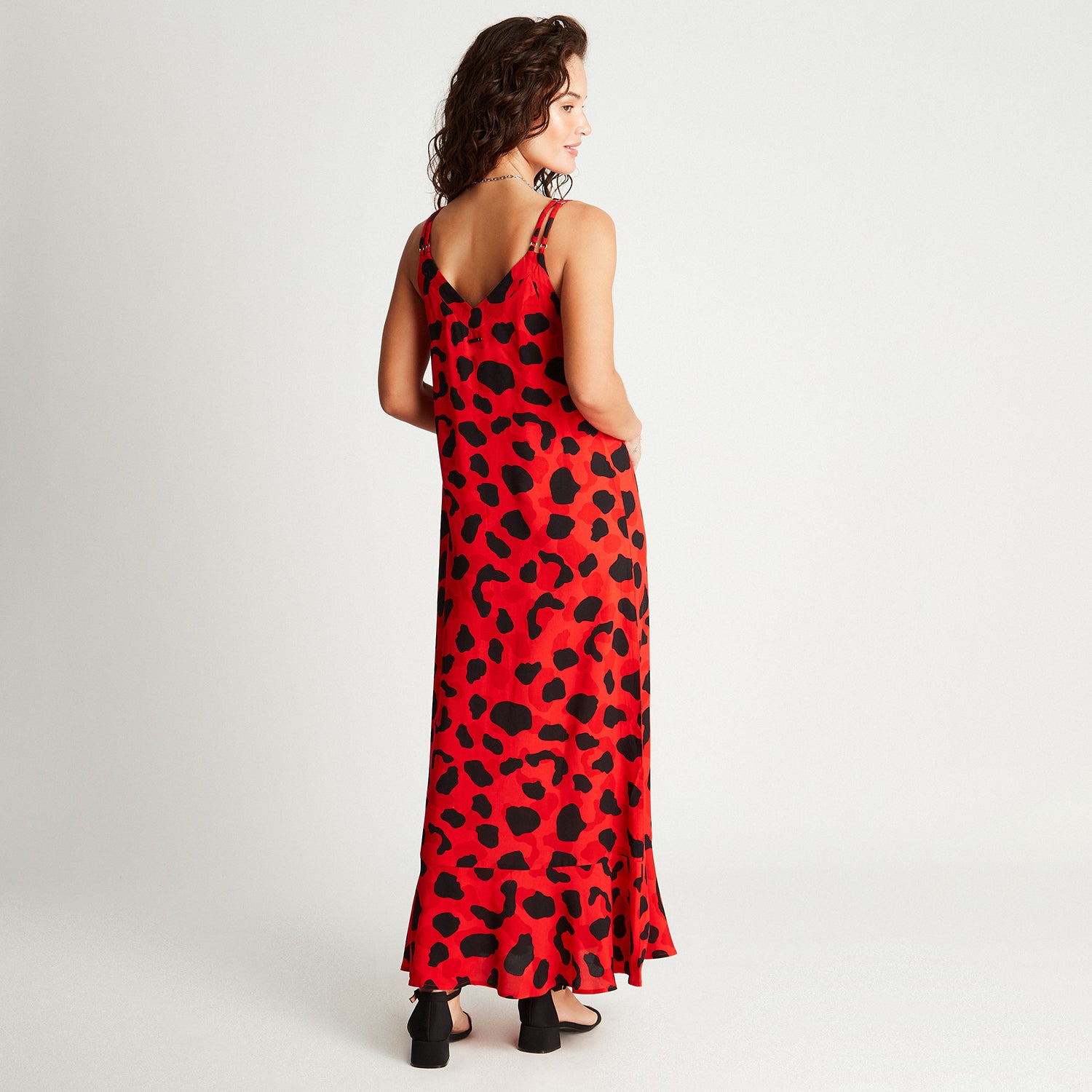 Vestido Maxi Rojo Estampado Tirantes