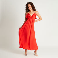 Vestido Midi Rojo Tirantes