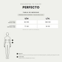 Tabla de tallas · Tapado Negro No Elasticado Calce Holgado